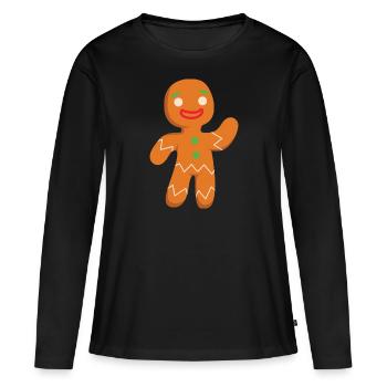 Gingerbread Man - Women's Premium Organic Long Sleeve Shirt - black - Front - Julia (174cm)