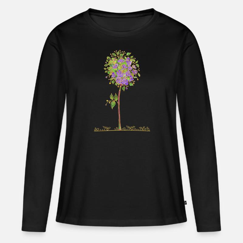 Baum - Frauen Premium Bio Langarmshirt - Schwarz