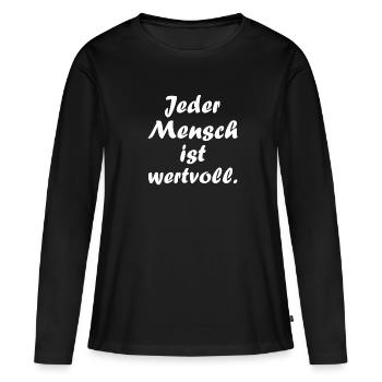 Mensch,bunt,weltoffen,Toleranz,gegen Nazis,rechts - Frauen Premium Bio Langarmshirt - Schwarz - Vorne - Julia (174cm)