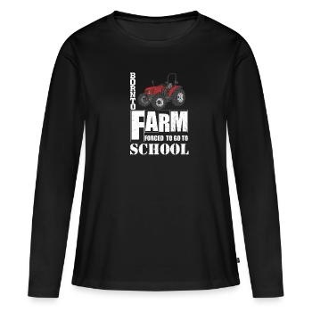 Né à la ferme obligé d'aller à l'école t-shirt - T-shirt manches longues Premium bio Femme - noir - Devant - Julia (174cm)