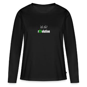 Haha de l’huile ? Voiture électrique de la Révolution T-shirt - T-shirt manches longues Premium bio Femme - noir - Devant - Julia (174cm)