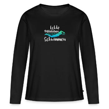 Echte Maedchen Schwimmen Schwimmen Schwimm - Frauen Premium Bio Langarmshirt - Schwarz - Vorne - Julia (174cm)