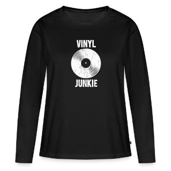Vinyle Junkie - T-shirt manches longues Premium bio Femme - noir - Devant - Julia (174cm)