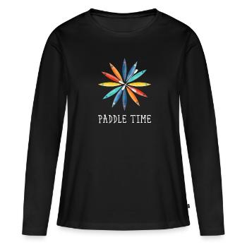 Rivière de kayak en eau vive - T-shirt manches longues Premium bio Femme - noir - Devant - Julia (174cm)