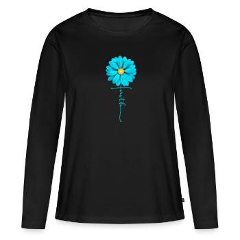 Glaube Blume, Christ, Frau, glaube, Jesus - Frauen Premium Bio Langarmshirt - Schwarz - Vorne - Julia (174cm)