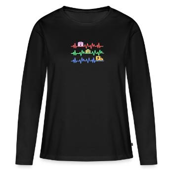 Service d'urgence des secours d'urgence Sani Gift · Heartbeat - T-shirt manches longues Premium bio Femme - noir - Devant - Julia (174cm)