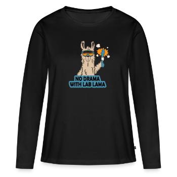No Lab Drama Lama - T-shirt manches longues Premium bio Femme - noir - Devant - Julia (174cm)