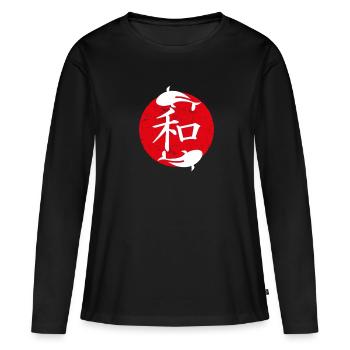 Peace Harmony Japan Kultur Japans - Frauen Premium Bio Langarmshirt - Schwarz - Vorne - Julia (174cm)