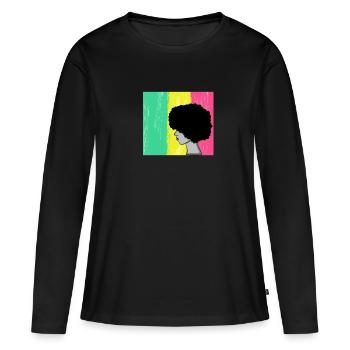 Cadeau de salsa femme afro-latina et fière des mères pour la fête des mères - T-shirt manches longues Premium bio Femme - noir - Devant - Julia (174cm)