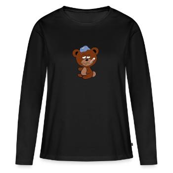 Kranker Bär Grippe Influenza - Frauen Premium Bio Langarmshirt - Schwarz - Vorne - Julia (174cm)