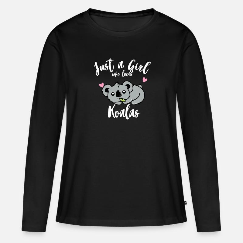 Koala - Frauen Premium Bio Langarmshirt - Schwarz
