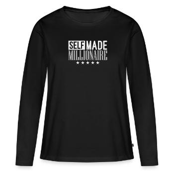 Self Made Millionnaire - T-shirt manches longues Premium bio Femme - noir - Devant - Julia (174cm)