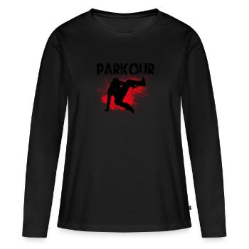 parkour parcours salto cadeau-saut d'obstacles - T-shirt manches longues Premium bio Femme - noir - Devant - Julia (174cm)