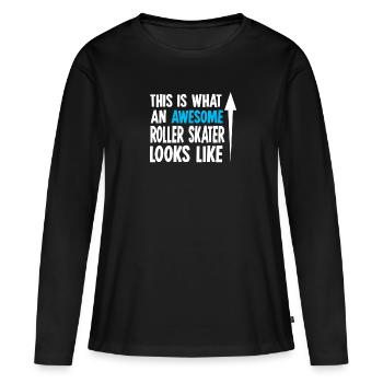patineur derby rollerskates inliner pilote de skate - T-shirt manches longues Premium bio Femme - noir - Devant - Julia (174cm)
