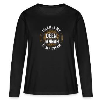Islam - T-shirt manches longues Premium bio Femme - noir - Devant - Julia (174cm)