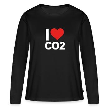 J’aime les climatosceptiques de CO2 Motif - T-shirt manches longues Premium bio Femme - noir - Devant - Julia (174cm)