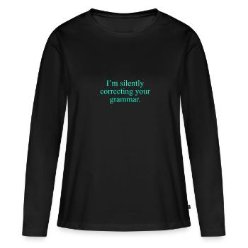 Grammaire Orthographe Allemand Enseignant Cadeau - T-shirt manches longues Premium bio Femme - noir - Devant - Julia (174cm)