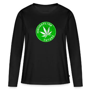 Highdays for Future Kiffer Climat Chemise de protestation - T-shirt manches longues Premium bio Femme - noir - Devant - Julia (174cm)