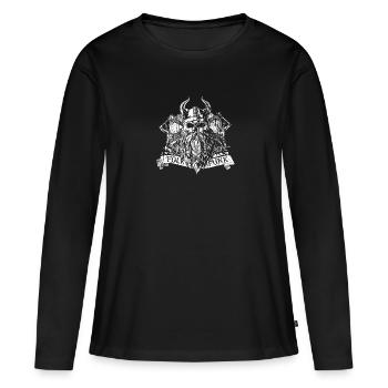 Folk Punk Winkinger avec Hache & Cornes - T-shirt manches longues Premium bio Femme - noir - Devant - Julia (174cm)