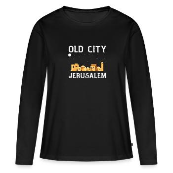 Jérusalem - T-shirt manches longues Premium bio Femme - noir - Devant - Julia (174cm)