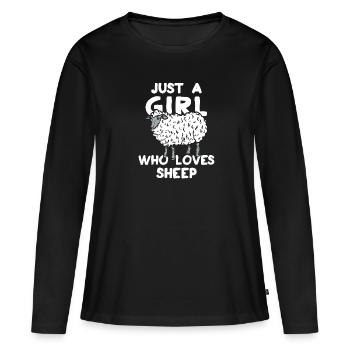 mouton - T-shirt manches longues Premium bio Femme - noir - Devant - Julia (174cm)