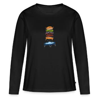 Burger Fast Surpoids Incursing Sport Cadeau - T-shirt manches longues Premium bio Femme - noir - Devant - Julia (174cm)