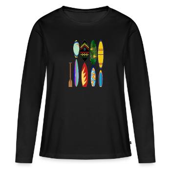 Surfing Paddle Board - Frauen Premium Bio Langarmshirt - Schwarz - Vorne - Julia (174cm)