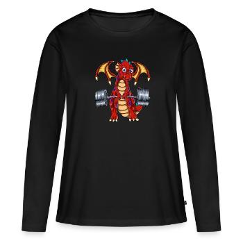 Drache Deadlift - Frauen Premium Bio Langarmshirt - Schwarz - Vorne - Julia (174cm)