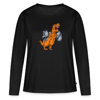Tyrannosaure Squat - T-shirt manches longues Premium bio Femme - noir - Devant - Julia (174cm)
