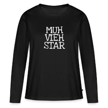 Muh Vieh Star - Frauen Premium Bio Langarmshirt - Schwarz - Vorne - Julia (174cm)