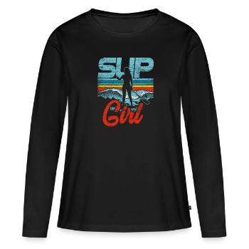 Stand Up Paddle - Frauen Premium Bio Langarmshirt - Schwarz - Vorne - Julia (174cm)