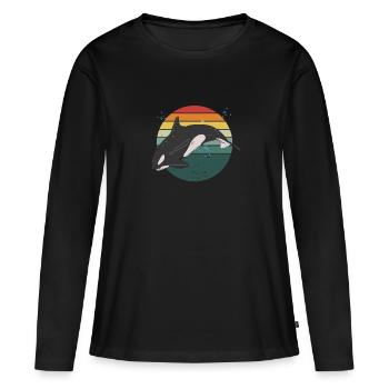 Orque rétro - T-shirt manches longues Premium bio Femme - noir - Devant - Julia (174cm)