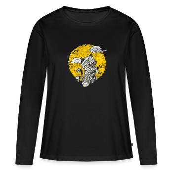 Katze Mumie - Frauen Premium Bio Langarmshirt - Schwarz - Vorne - Julia (174cm)