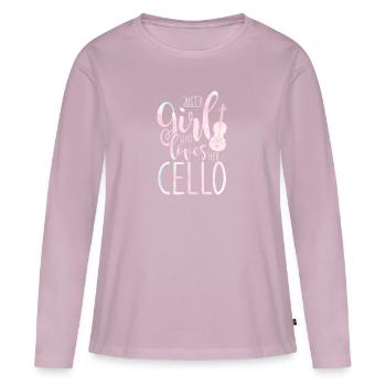 Violoncelle - T-shirt manches longues Premium bio Femme - rose poudré - Devant - Julia (174cm)