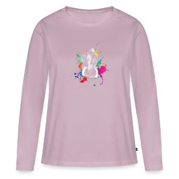 violoncelle - T-shirt manches longues Premium bio Femme - rose poudré - Devant - Julia (174cm)