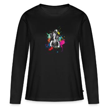 violoncelle - T-shirt manches longues Premium bio Femme - noir - Devant - Julia (174cm)