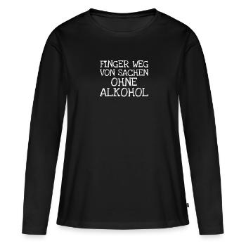 Finger Weg Von Sachen Ohne Alkohol - Frauen Premium Bio Langarmshirt - Schwarz - Vorne - Julia (174cm)