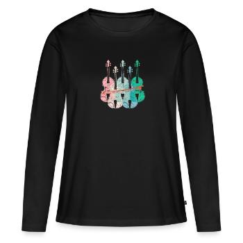 Violine - Frauen Premium Bio Langarmshirt - Schwarz - Vorne - Julia (174cm)