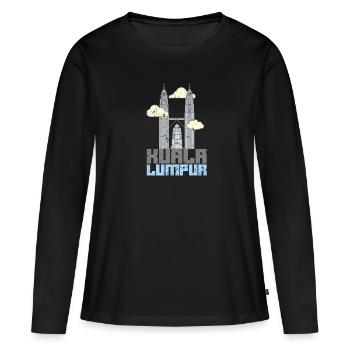 Gratte-ciel de Kuala Lumpur - T-shirt manches longues Premium bio Femme - noir - Devant - Julia (174cm)