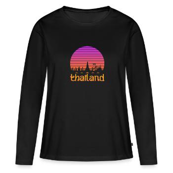 La Thaïlande - T-shirt manches longues Premium bio Femme - noir - Devant - Julia (174cm)