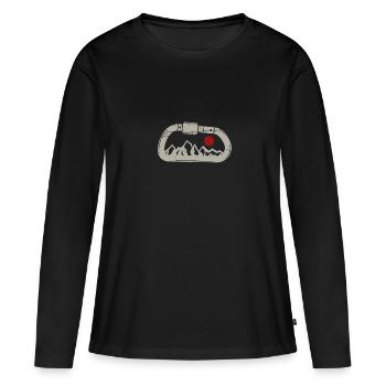 Klettern Karabiner - Frauen Premium Bio Langarmshirt - Schwarz - Vorne - Julia (174cm)