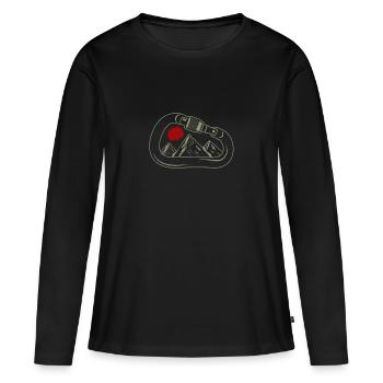 Klettern Bergsteigen Karabiner - Frauen Premium Bio Langarmshirt - Schwarz - Vorne - Julia (174cm)