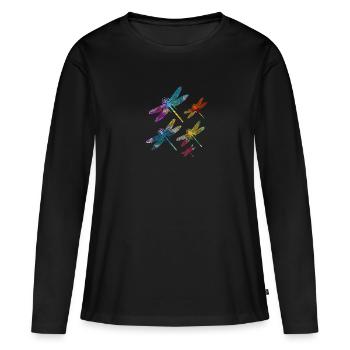 libellule - T-shirt manches longues Premium bio Femme - noir - Devant - Julia (174cm)