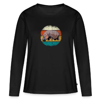 Nilpferd - Frauen Premium Bio Langarmshirt - Schwarz - Vorne - Julia (174cm)