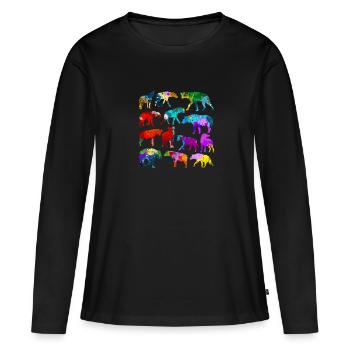 Hyène Afrique savane - T-shirt manches longues Premium bio Femme - noir - Devant - Julia (174cm)