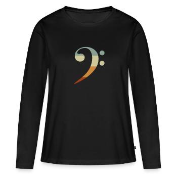 Notes de musique clé de basse - T-shirt manches longues Premium bio Femme - noir - Devant - Julia (174cm)