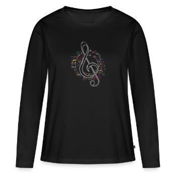 Morceau de musique Clef - T-shirt manches longues Premium bio Femme - noir - Devant - Julia (174cm)