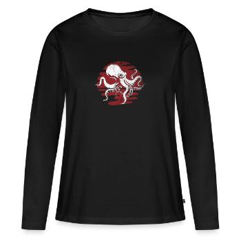 Oktopus Monster Seefahrer - Frauen Premium Bio Langarmshirt - Schwarz - Vorne - Julia (174cm)