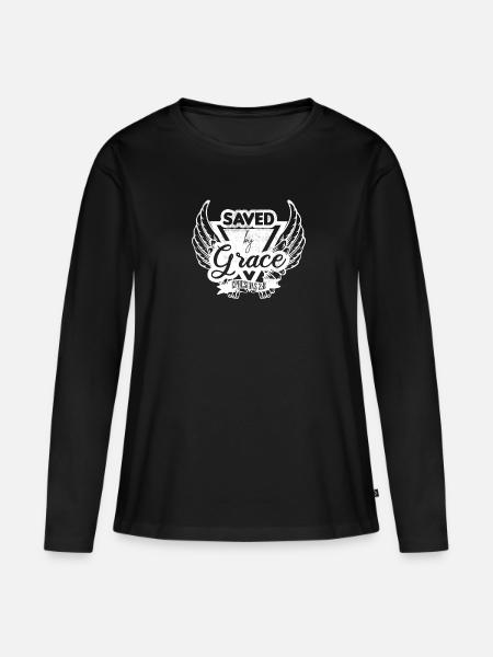 Saved by Grace - Frauen Premium Bio Langarmshirt - Schwarz