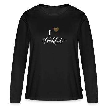 Francfort - T-shirt manches longues Premium bio Femme - noir - Devant - Julia (174cm)